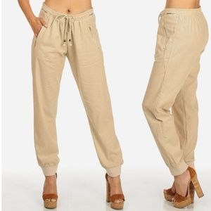 Chances R Pants - Women's Linen Drawstring Pants With Zipper Pockets Chances R Pants - Women's Linen Drawstring Pants With Zipper Pockets